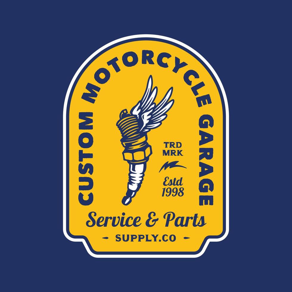 distintivo de logotipo de garagem de motocicleta vintage ilustração vetorial feita à mão vetor