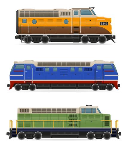 conjunto de ícones ferroviários locomotiva trem vector illustration