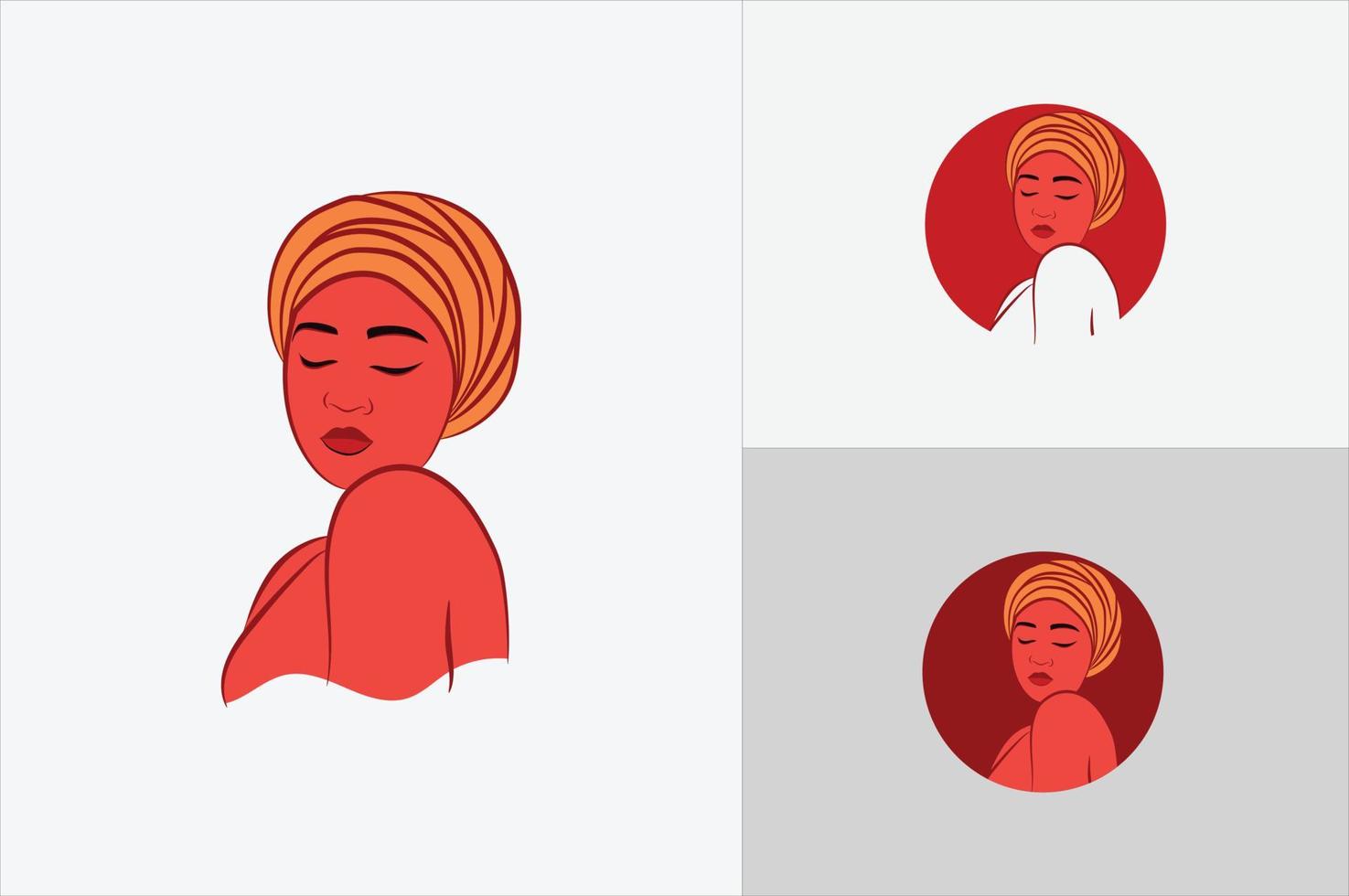 logotipo de belas mulheres de turbante desenhados à mão vetor