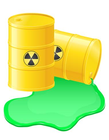 barris amarelos derramado ilustração vetorial de resíduos radioactivos vetor