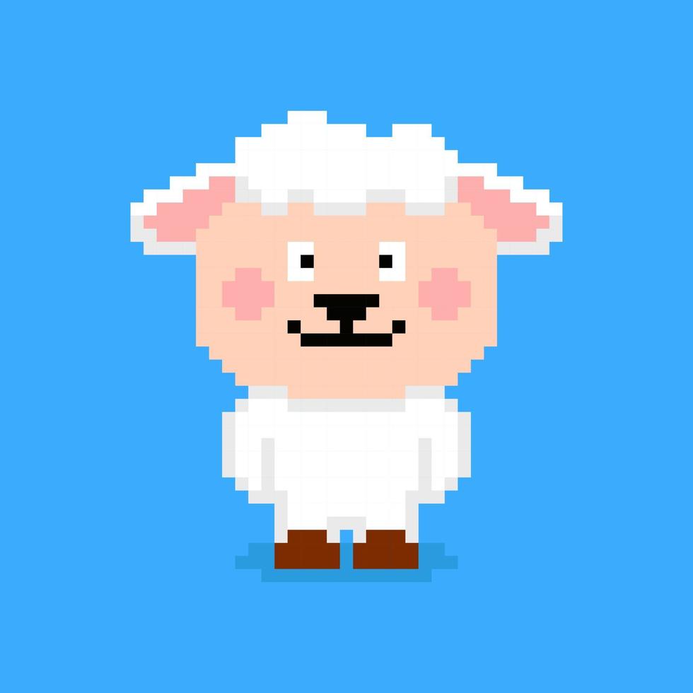 personagem de ovelha de pixel art vetor