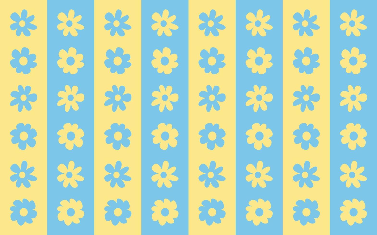céu azul e padrão de flores amarelas por listras florais sem costura para impressão de têxteis de parede vetor