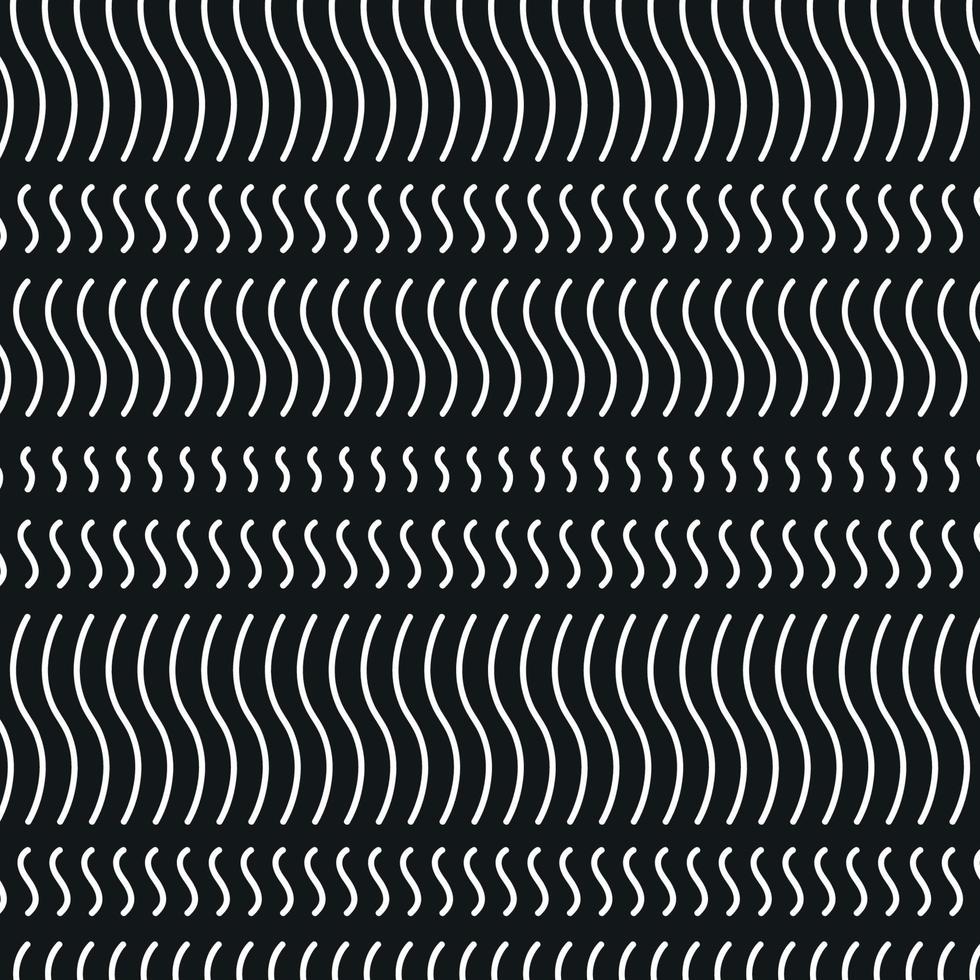 ondas de linha sem costura padrão de fundo branco preto adequado para impressão de pano vetor