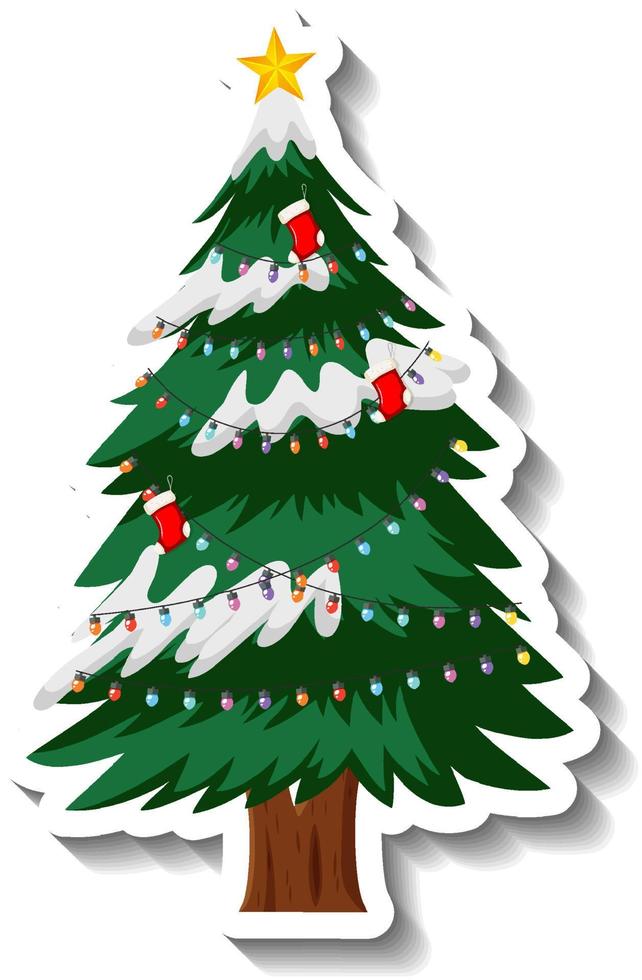 árvore de natal decorada em estilo cartoon vetor