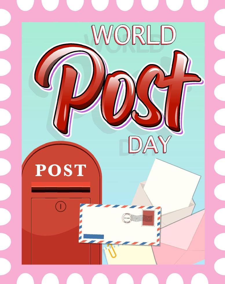 logotipo do dia mundial dos correios com caixa postal e envelope vetor