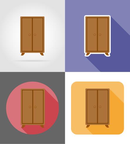 conjunto de móveis de guarda-roupa ícones planas ilustração vetorial vetor