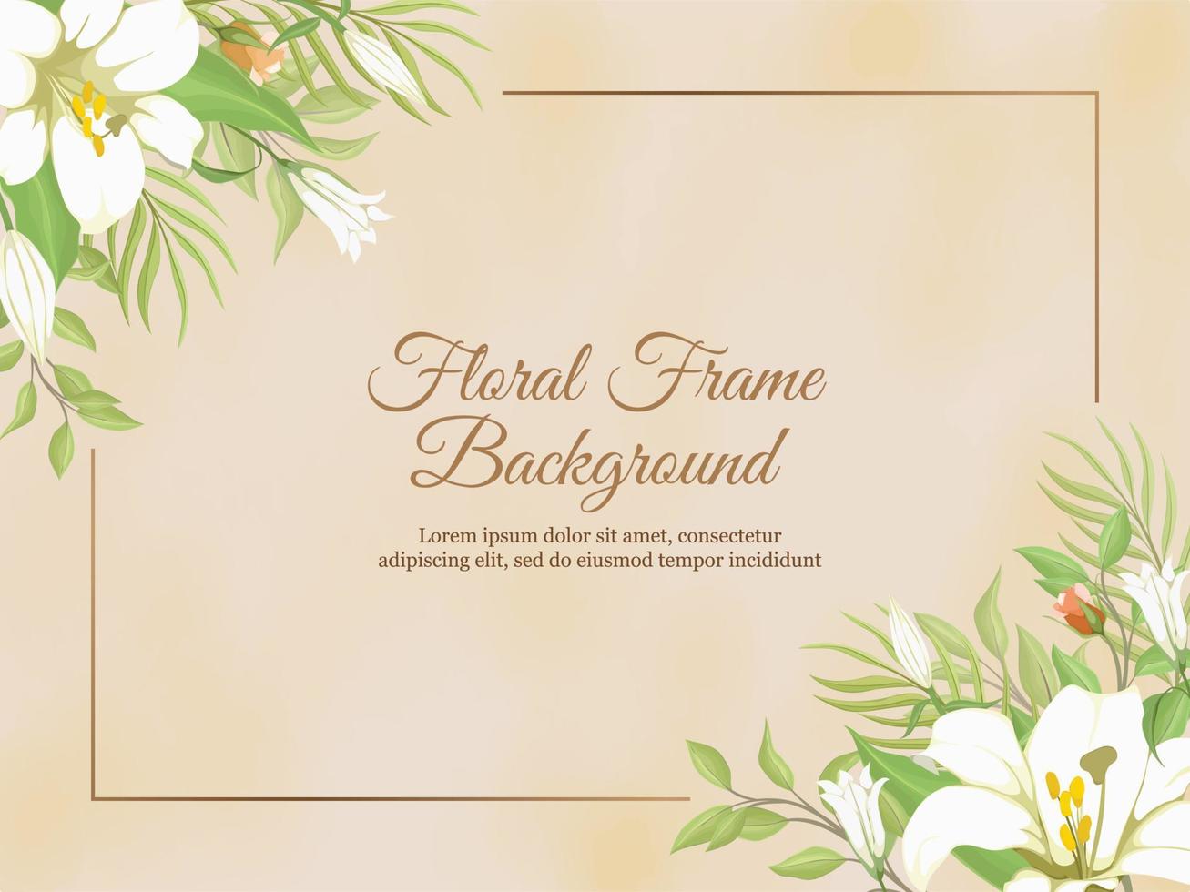 fundo de banner de casamento lindo com flores de lírio vetor