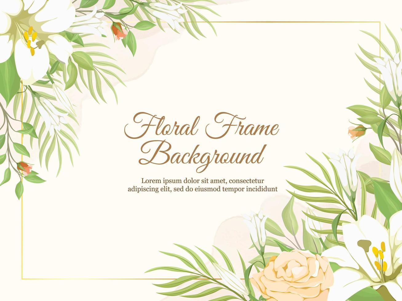 fundo de banner de casamento lindo com flores de lírio vetor