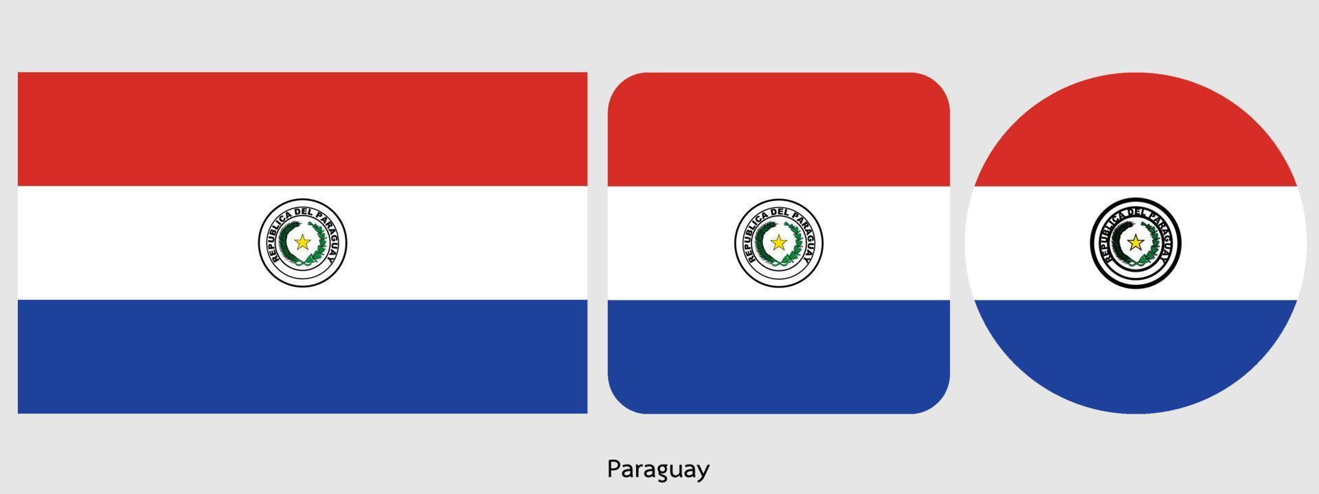 bandeira do paraguai, ilustração vetorial vetor