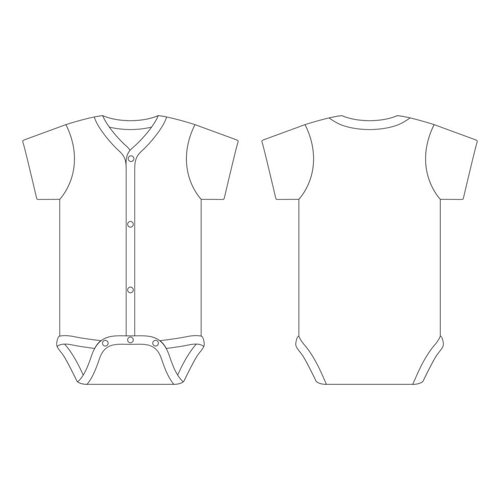 modelo botão para baixo bebê onesie ilustração vetorial esboço plano de design vetor