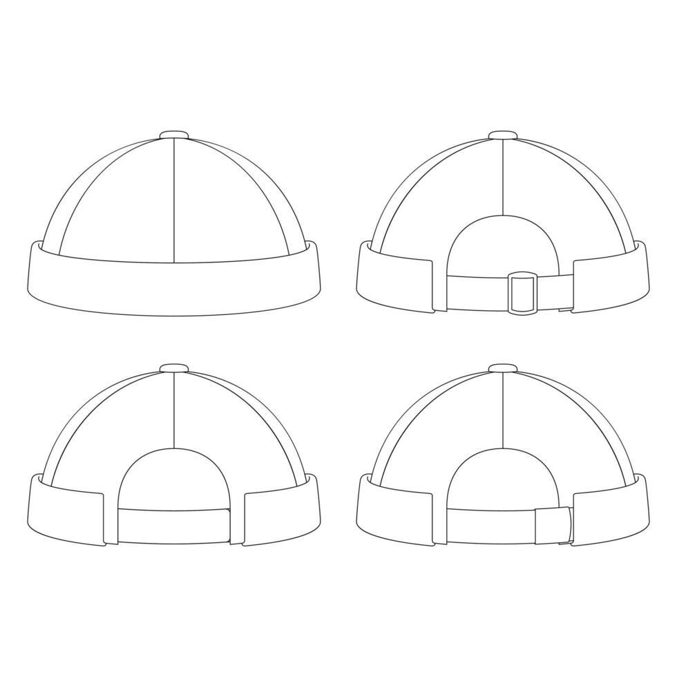 modelo de chapéu de estivador ilustração vetorial desenho plano esboço chapéus vetor