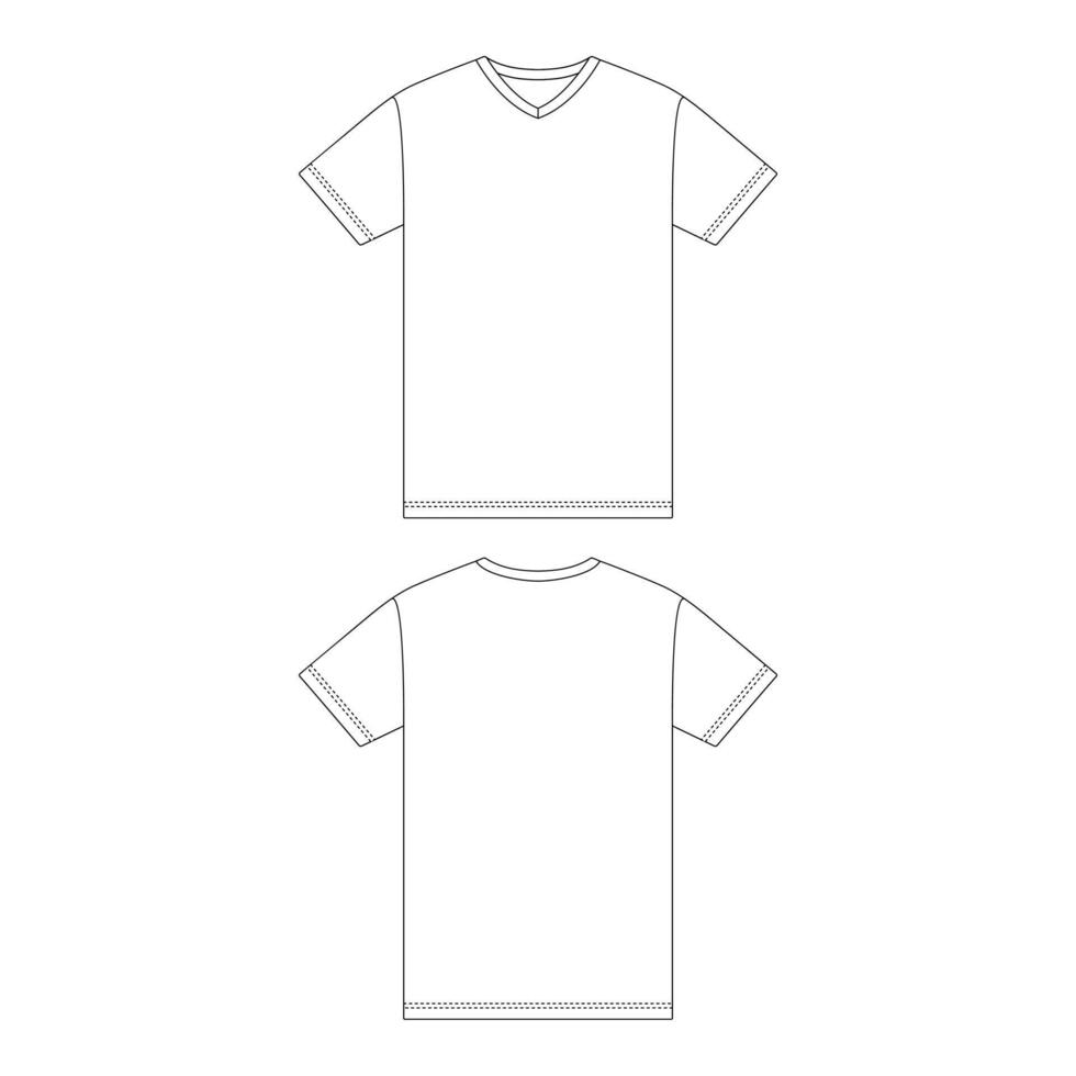 modelo de t-shirt com decote em v ilustração vetorial esboço plano esboço de design vetor