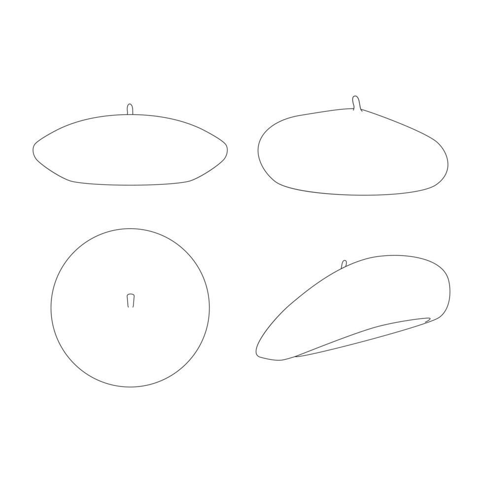 modelo boina francesa ilustração vetorial desenho plano esboço chapéus vetor