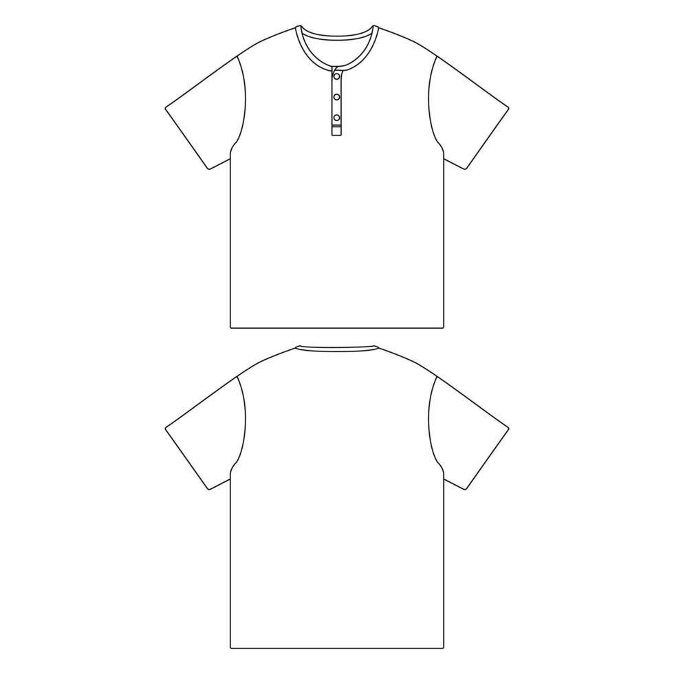 modelo henely neck t-shirt ilustração vetorial design plano contorno coleção de roupas vetor