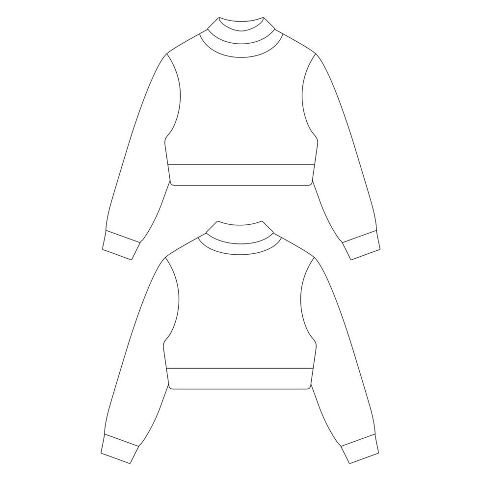 modelo de camisola de gola alta cortada ilustração vetorial esboço de design plano vetor