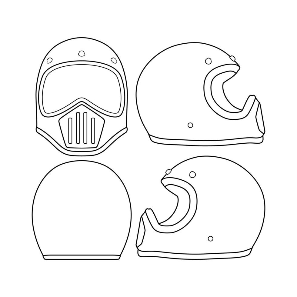 capacete trilha ilustração vetorial modelo de contorno plano coleção de roupas acessórios chapéu vetor