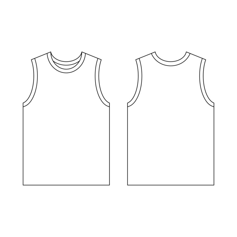 modelo jersey basquete o-neck ilustração vetorial design plano modelo de contorno coleção de roupas vetor