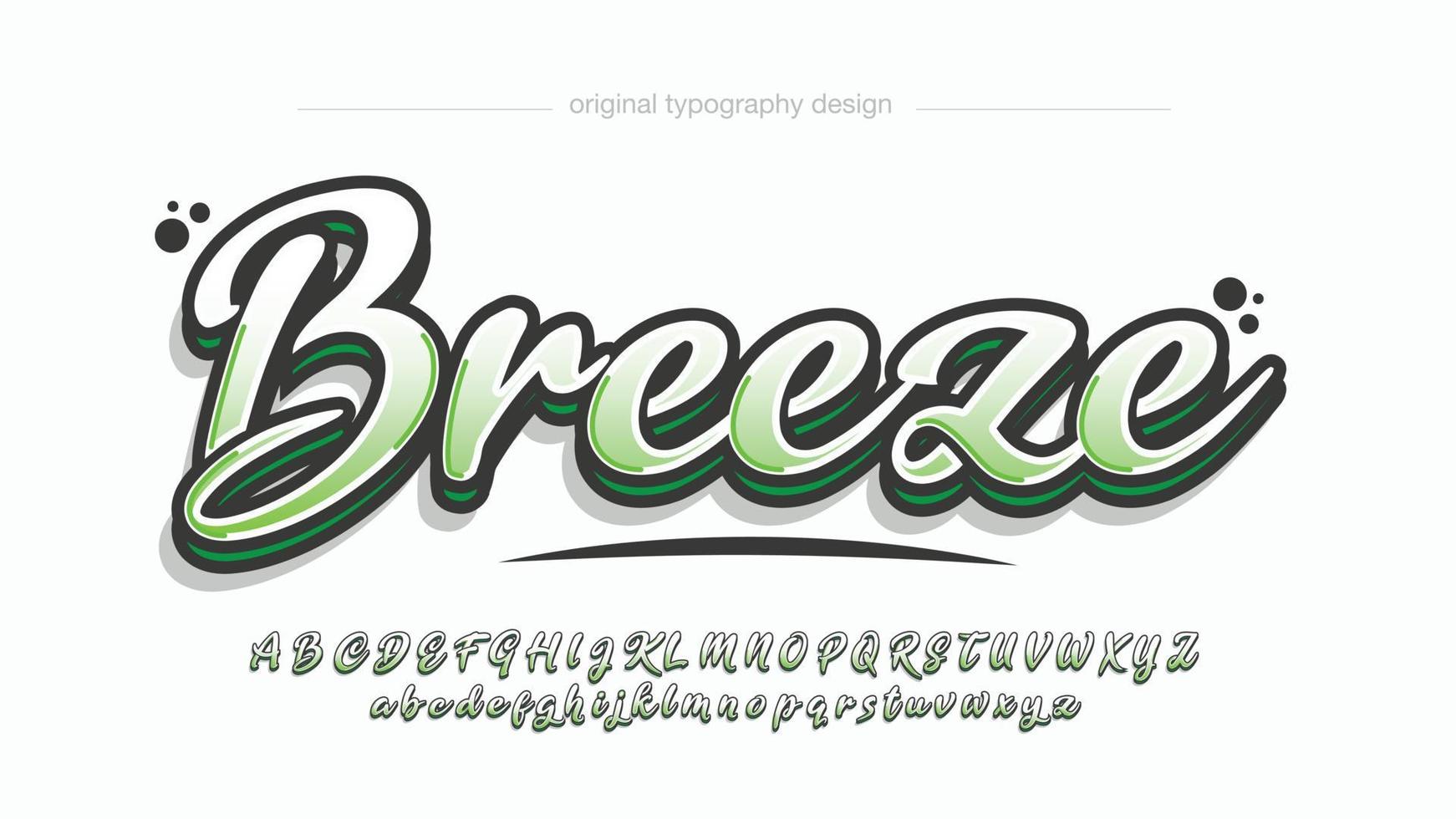 tipografia cursiva moderna 3d verde e branca vetor