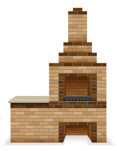 forno de churrasco construído de ilustração vetorial de tijolos vetor