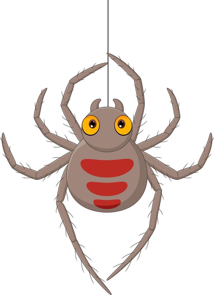 aranha de desenho animado pendurada em uma teia vetor