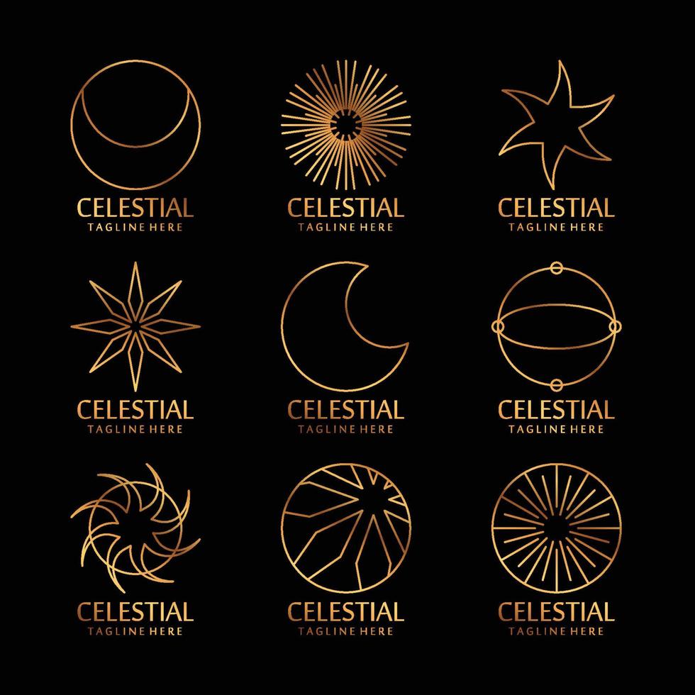 elementos do logotipo dos corpos celestes vetor