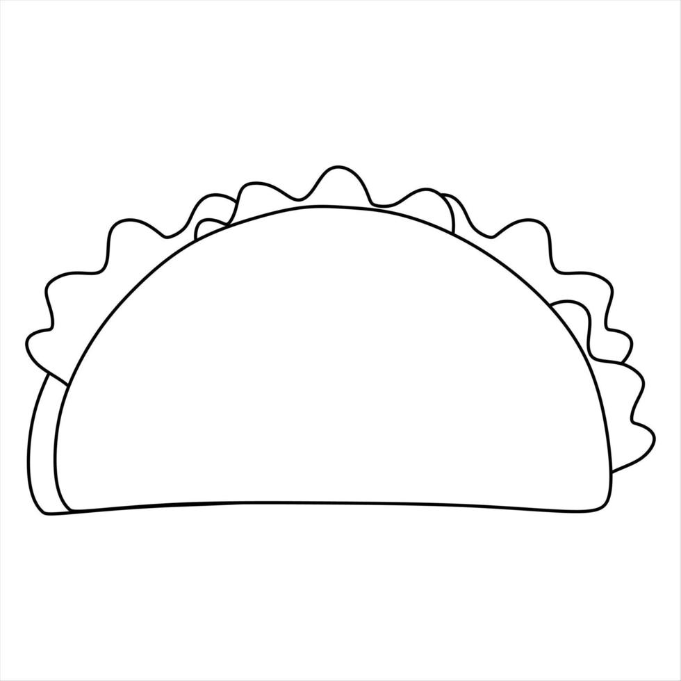 ilustração em vetor preto e branco de taco para colorir livro e rabiscos