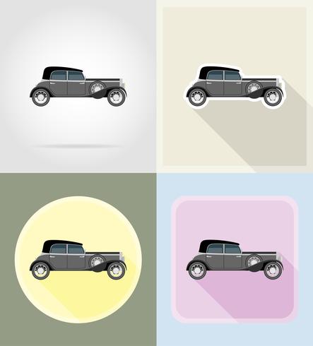 ilustração em vetor ícones antigos carros retrô plana