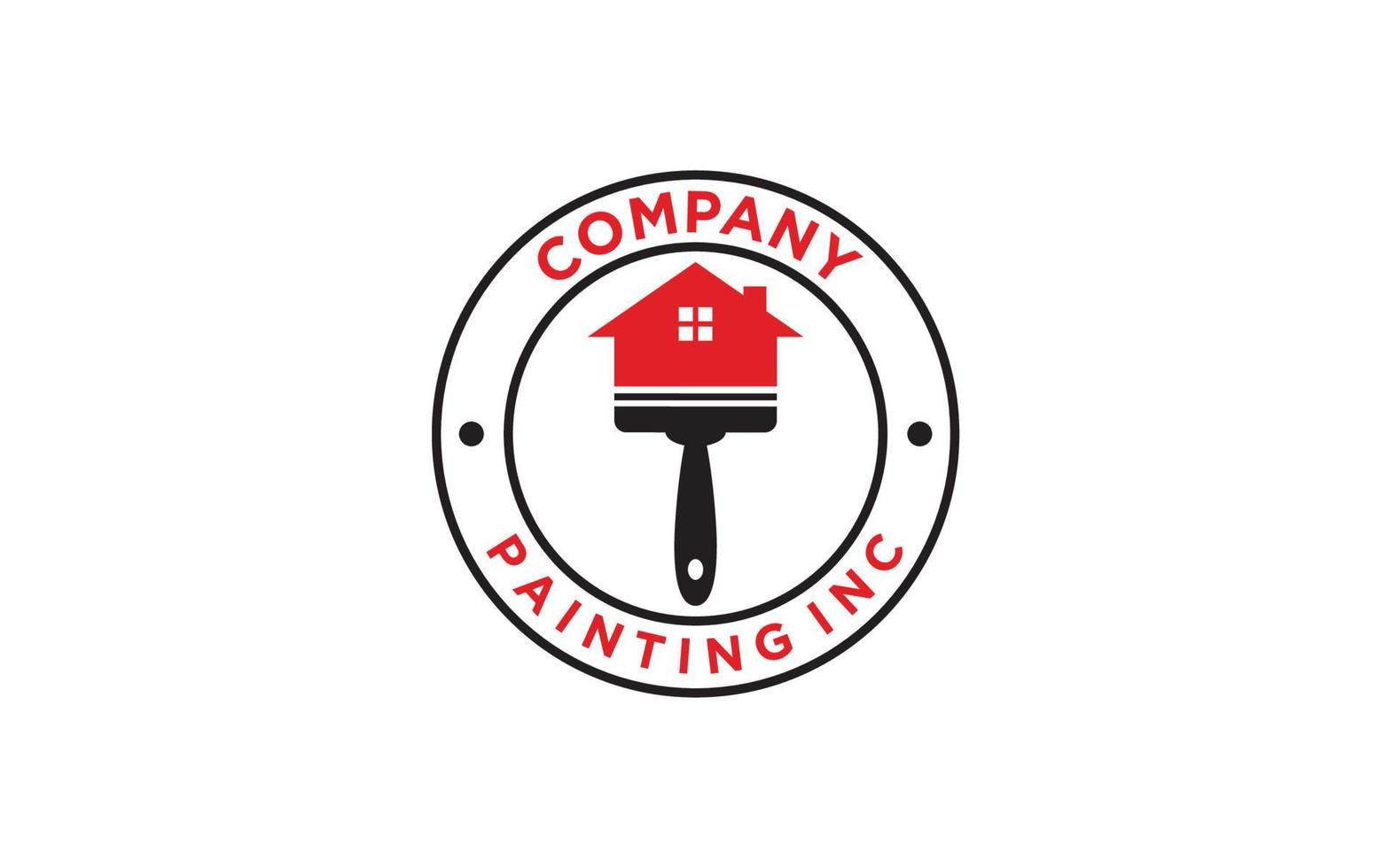 logotipo vetorial a pintura a pincel serviço de pintor casa de trabalho imobiliária logotipo vermelho preto design minimalista simples vetor