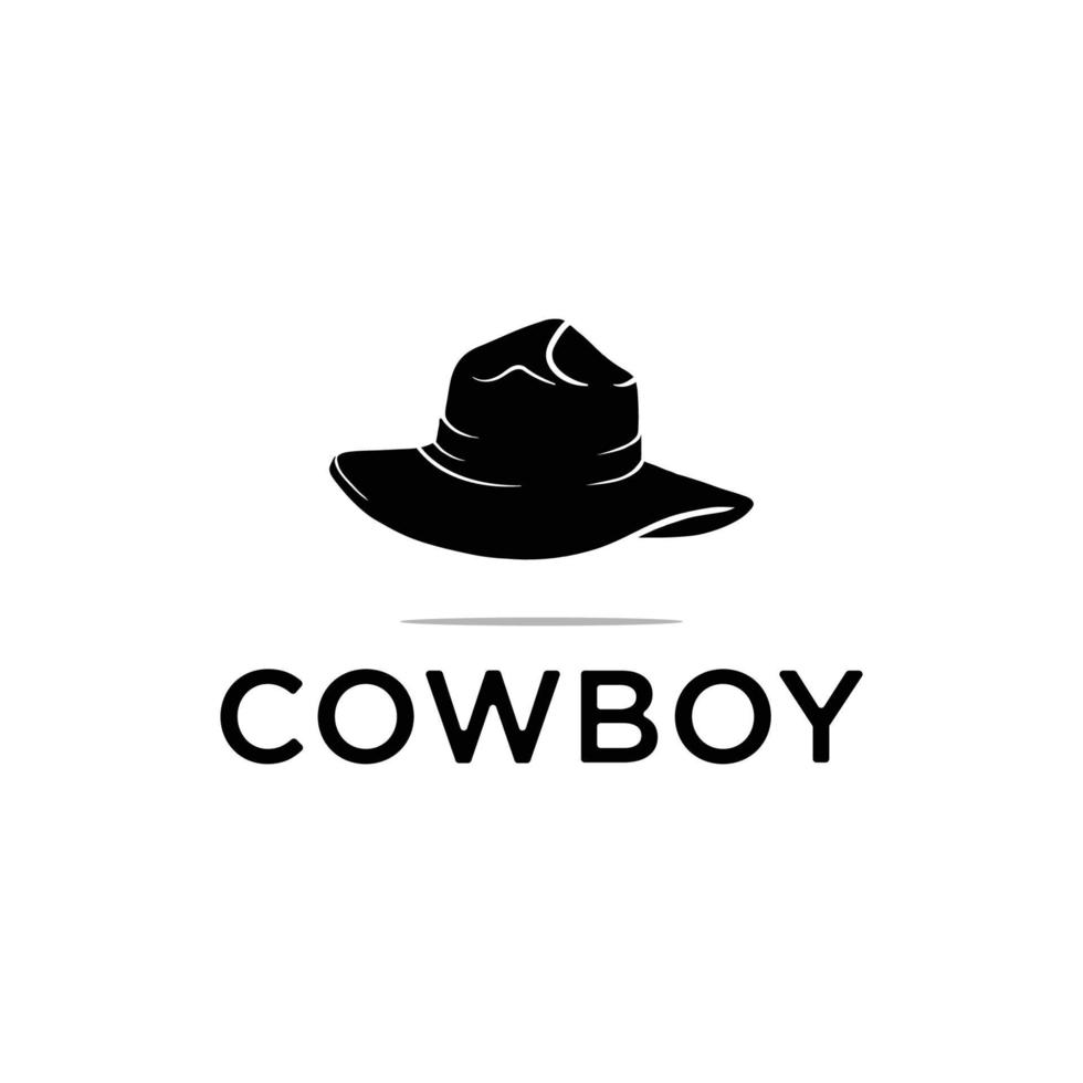 modelo de ilustração vetorial, ícone de logotipo de chapéu de cowboy preto vetor