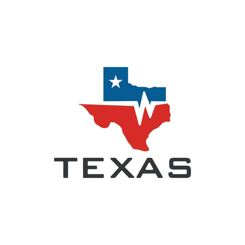 ilustração vetorial. logotipo com conceito abstrato de batimentos cardíacos, com bandeira do texas simples. medico e farmacia vetor