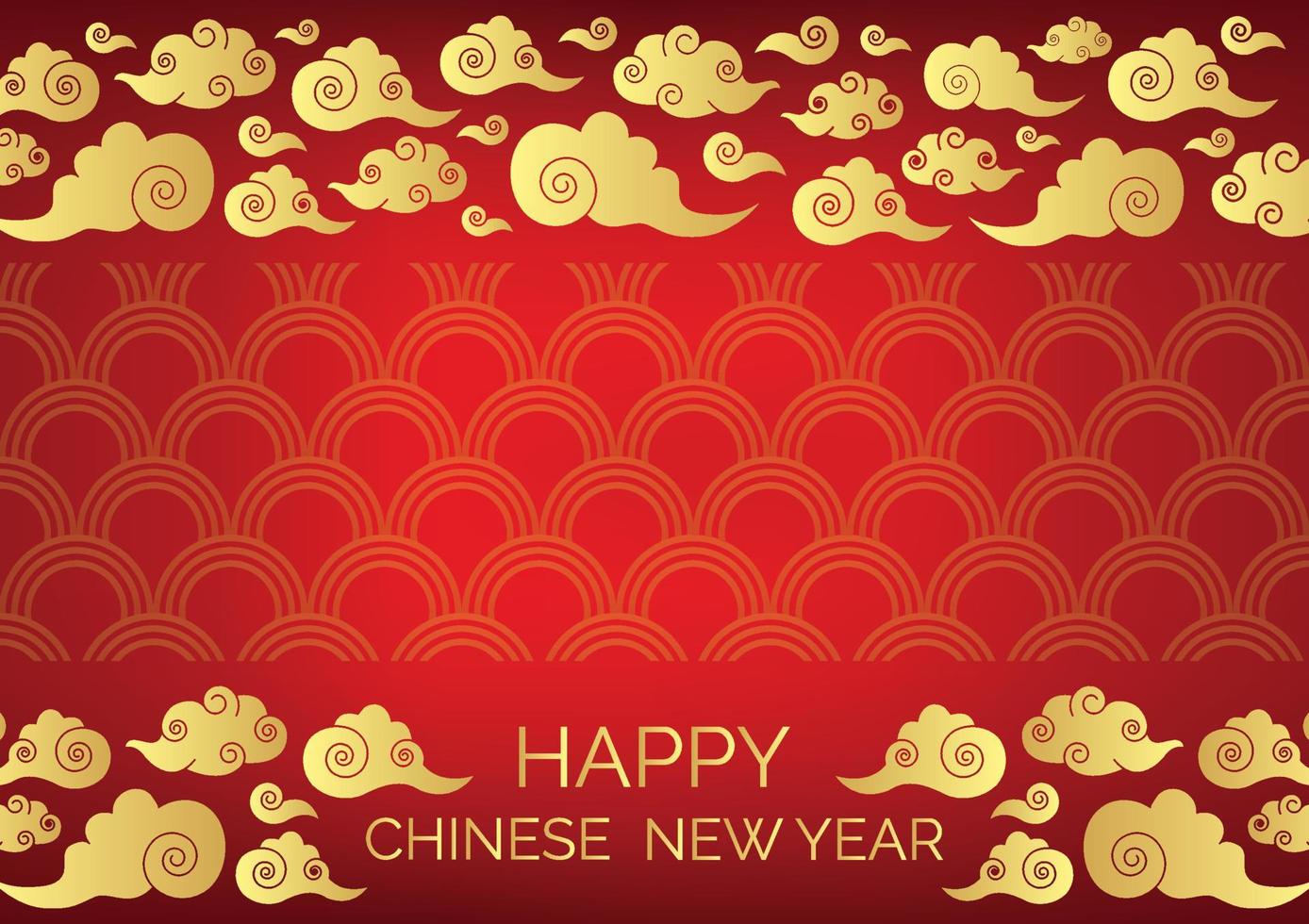 fundo vermelho e dourado feliz ano novo chinês vetor