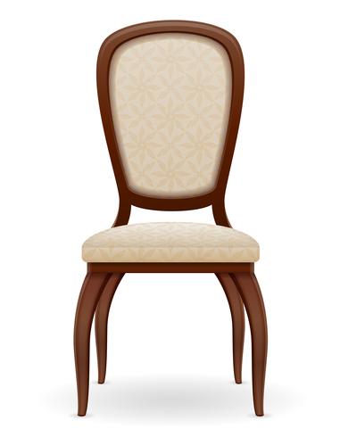 mobília de cadeira de madeira com encosto acolchoado e assentos ilustração vetorial vetor