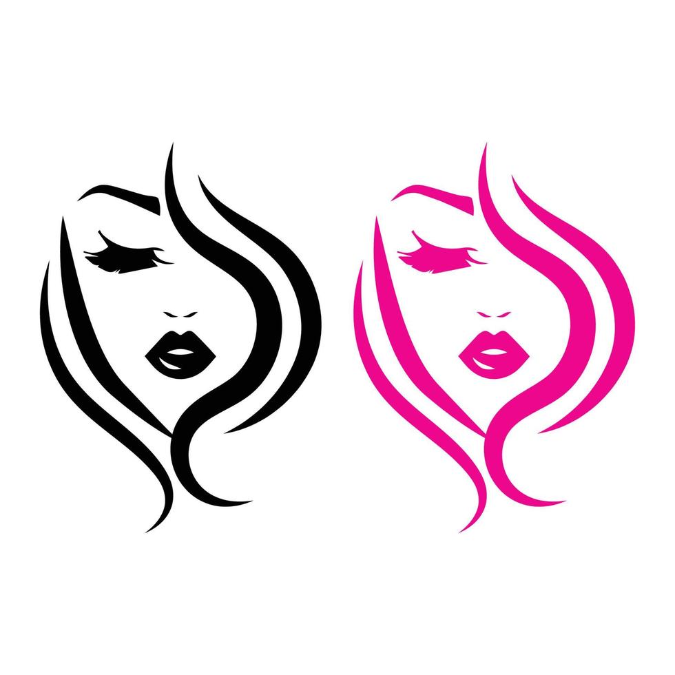 logotipo de rosto de beleza de cabelo vetor