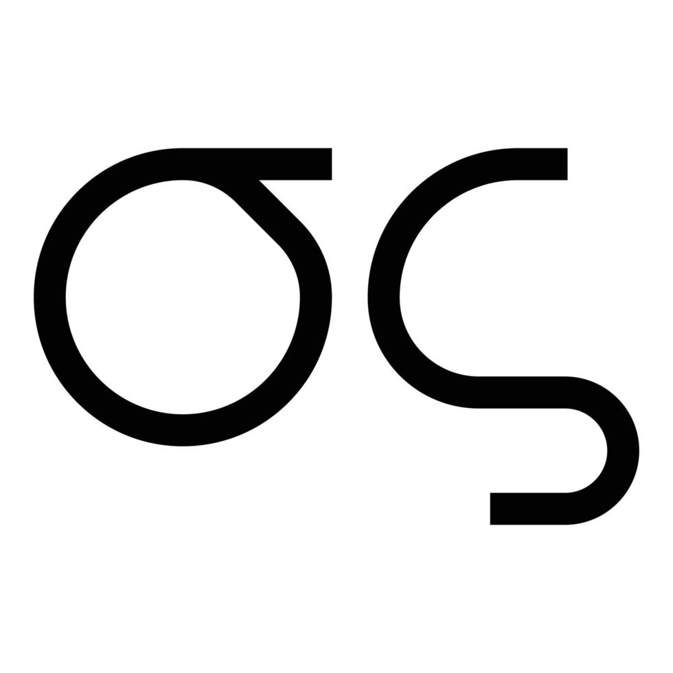 sigma símbolo grego letra minúscula ícone de fonte cor preta ilustração vetorial imagem de estilo plano vetor