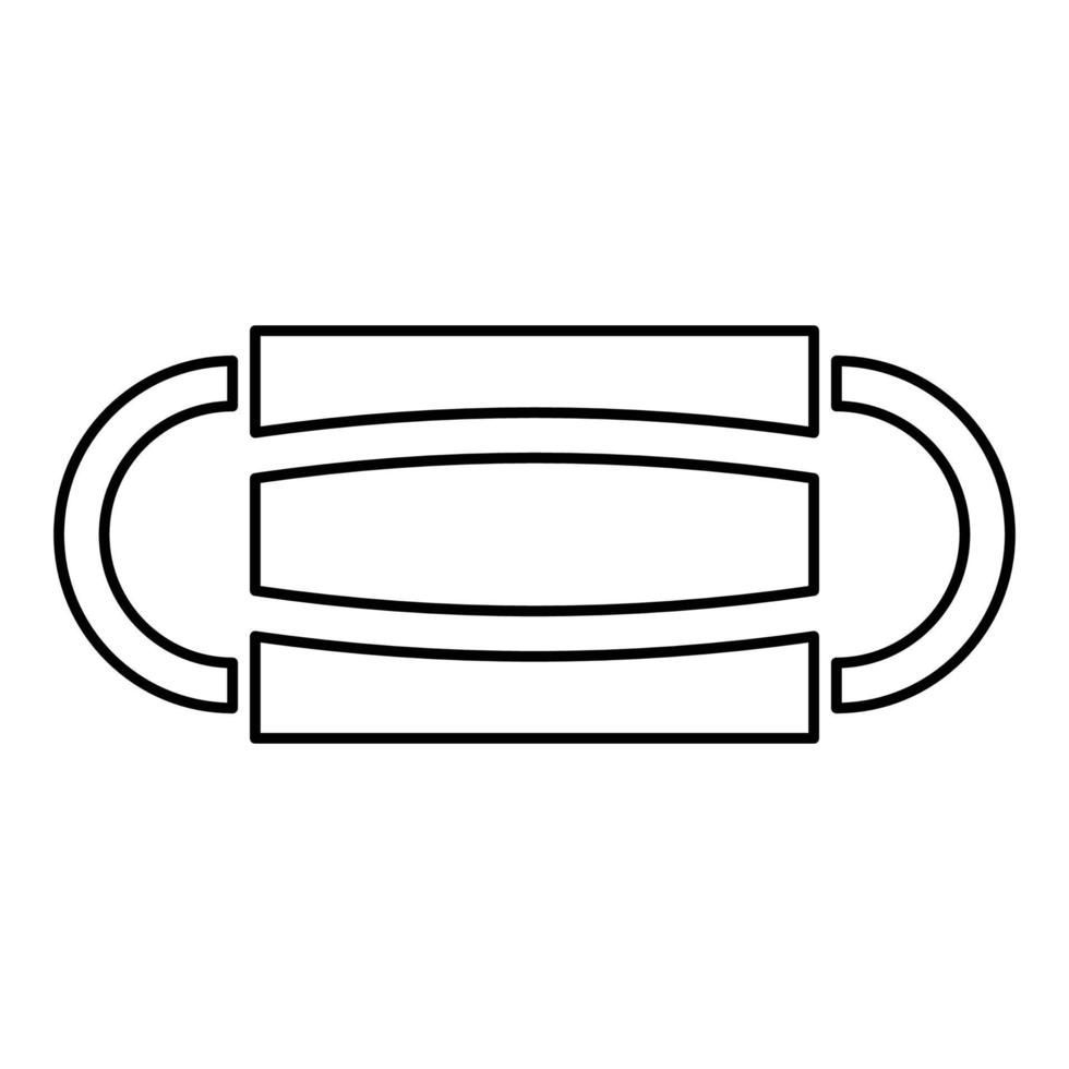 máscara médica descartável rosto poluição hospitalar proteger vírus covid 19 do ícone de coronavírus contorno ilustração vetorial de cor preta imagem de estilo plano vetor