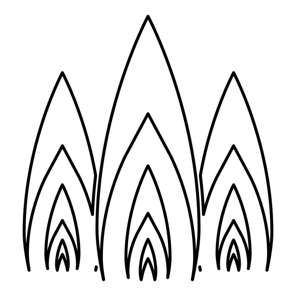fogo de três chamas queimar fogueira ícone de 3 línguas contorno ilustração vetorial de cor preta imagem de estilo plano vetor