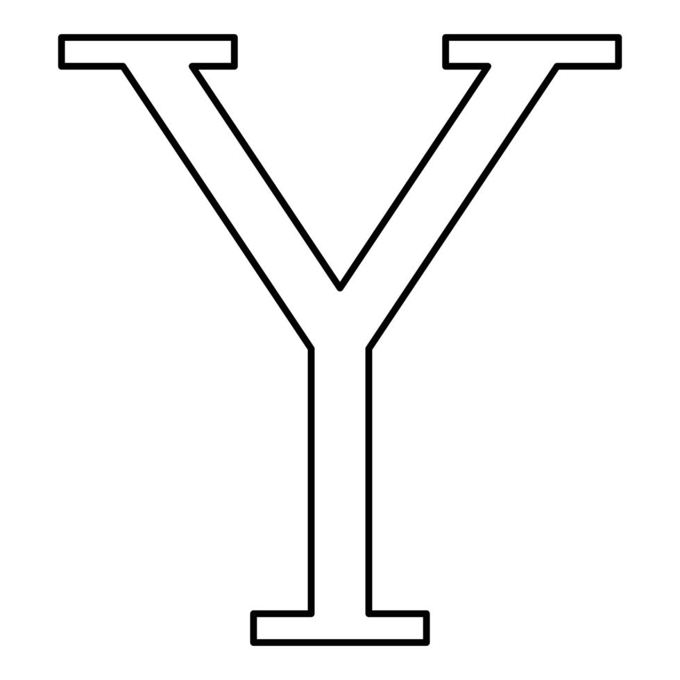 upsilon símbolo grego letra maiúscula ícone de fonte contorno cor preta ilustração vetorial imagem de estilo plano vetor