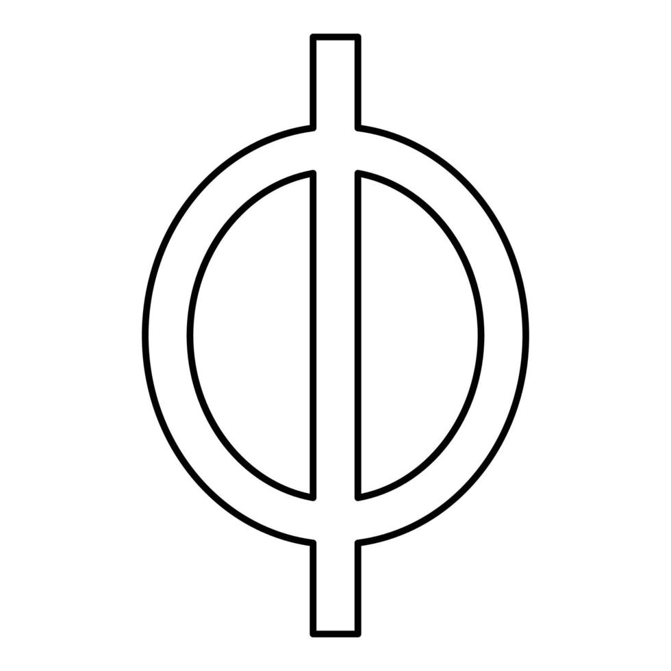 phi símbolo grego letra minúscula ícone de fonte contorno cor preta ilustração vetorial imagem de estilo plano vetor