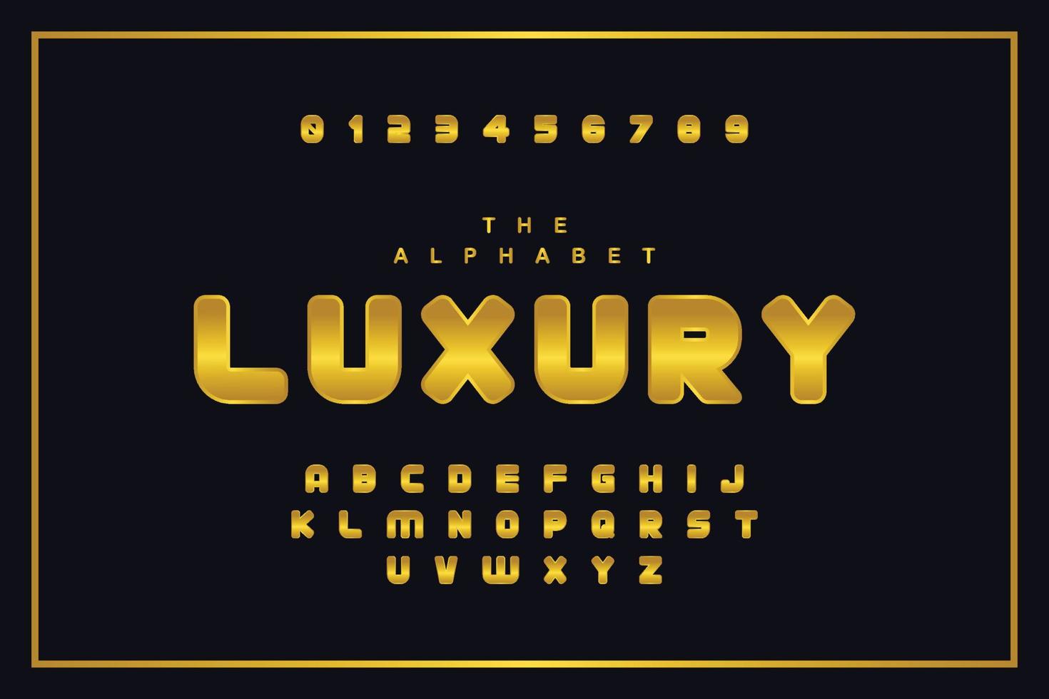 fonte de luxo dourada, alfabeto de glamour, estilo moderno, vetor de design premium