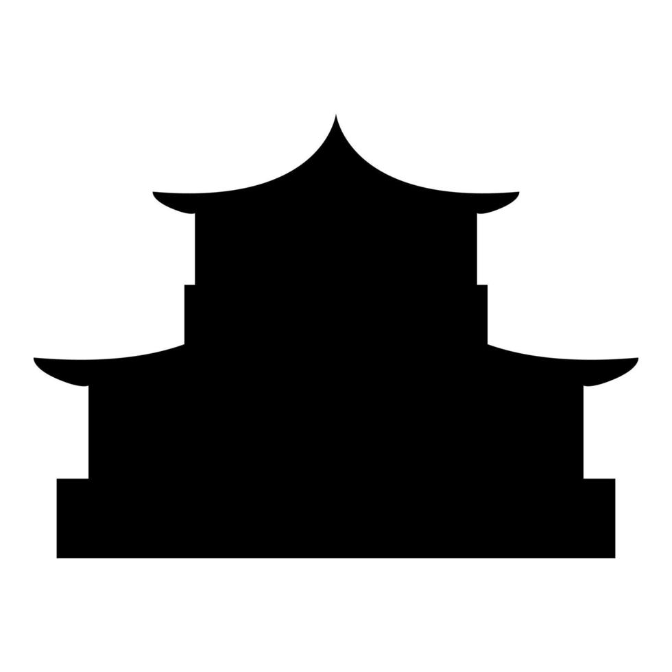silhueta de casa chinesa tradicional pagode asiático ícone de fachada de catedral japonesa ilustração vetorial de cor preta imagem de estilo plano vetor