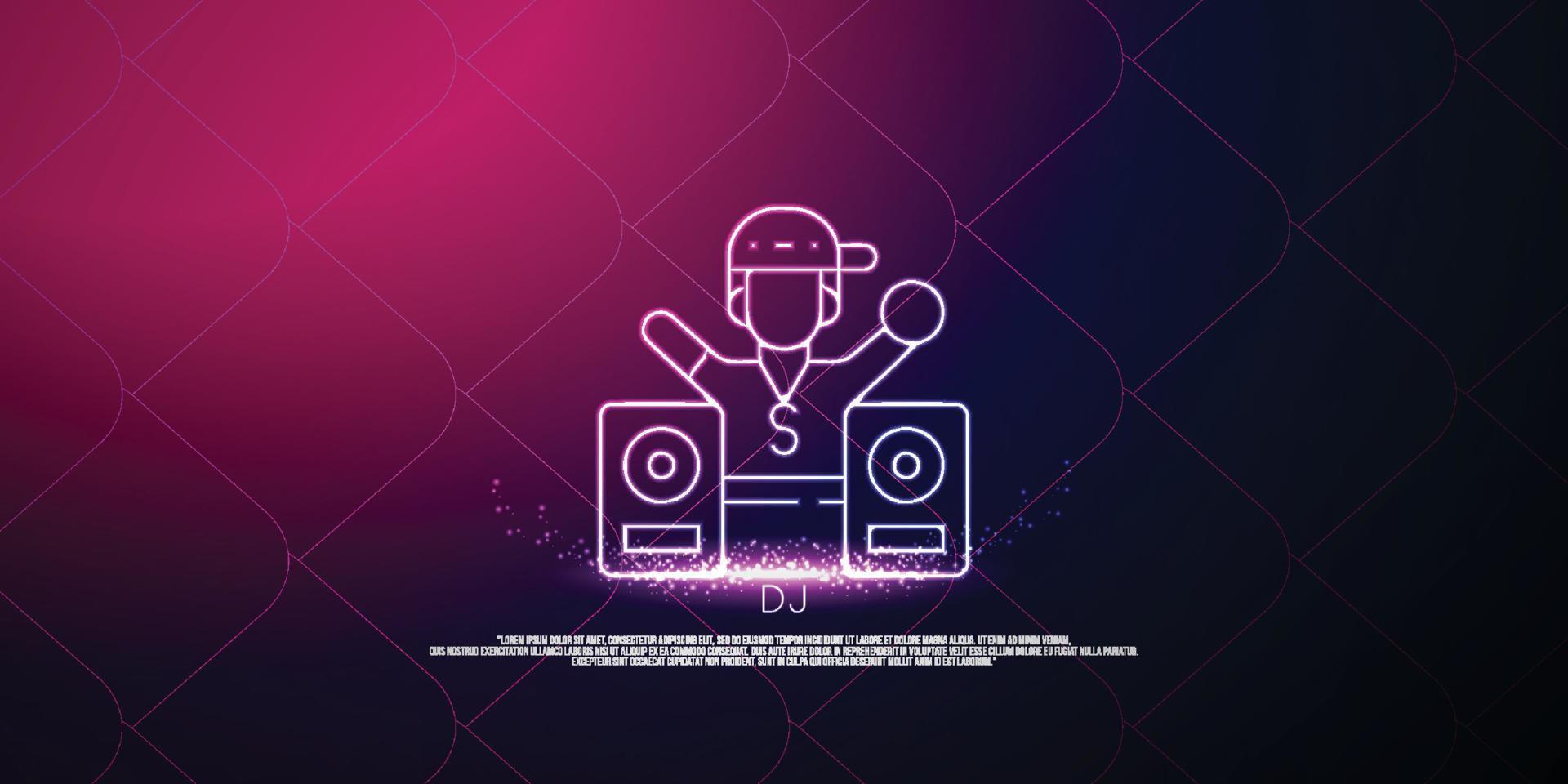 DJ conceito digital, design de estilo de partículas. estrutura de conexão leve wireframe, banner, logotipo, etiqueta e pôster, ilustração vetorial vetor