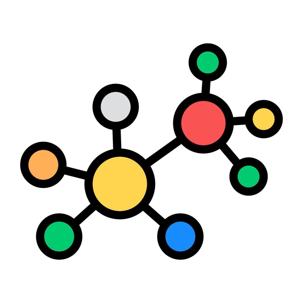 moléculas conectadas juntas, ícone plano vetor