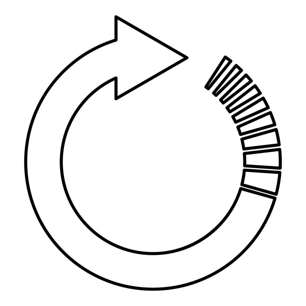 seta de círculo com efeito de cauda setas circulares atualizar ícone de conceito de atualização contorno ilustração de vetor de cor preta imagem de estilo plano