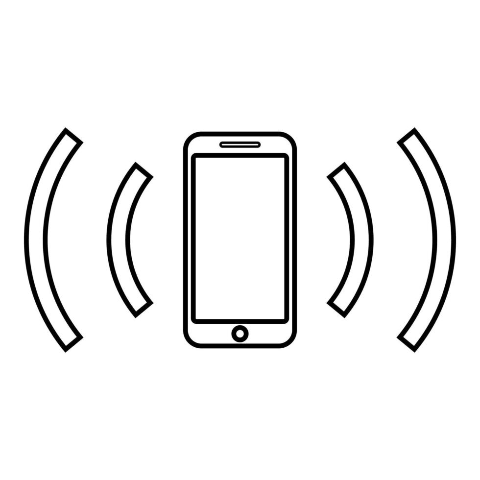 smartphone emite ondas de rádio onda sonora emitindo ondas conceito ícone contorno ilustração vetorial de cor preta imagem de estilo plano vetor