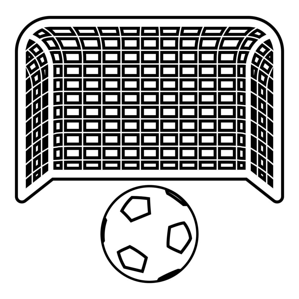 bola de futebol e conceito de penalidade de portão aspiração de objetivo grande ícone de poste de futebol contorno ilustração vetorial de cor preta imagem de estilo plano vetor