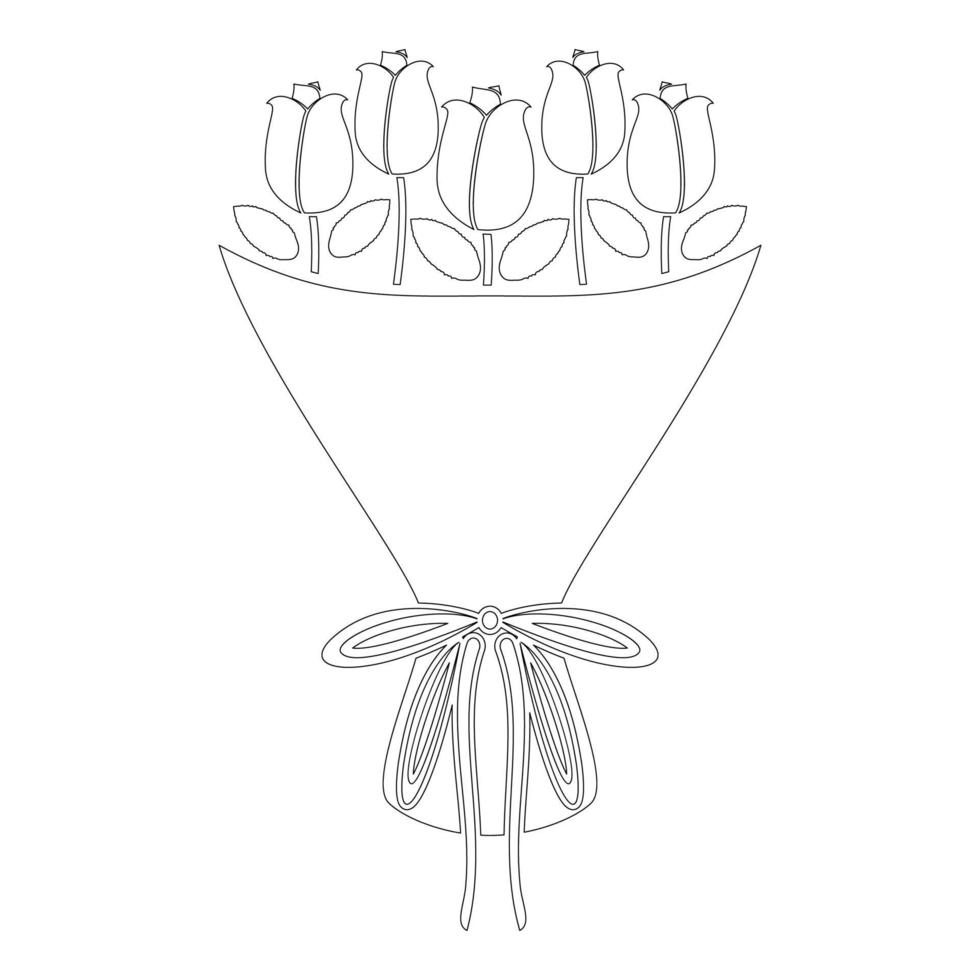 buquê de flores buquê de rosas presente conceito buquê de ícone de flor rosa contorno ilustração vetorial de cor preta imagem de estilo plano vetor