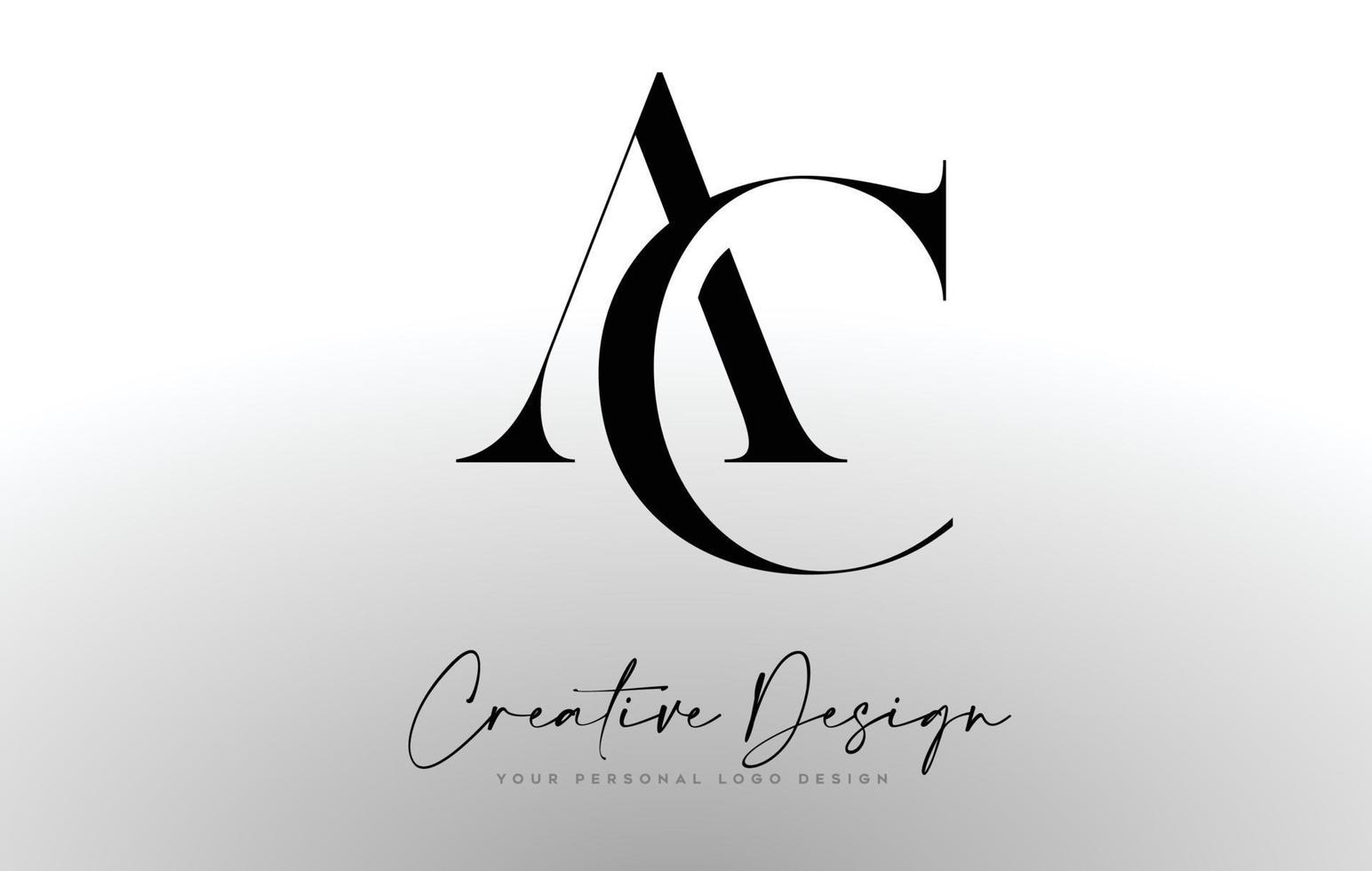 ícone de design de logotipo de carta ac com fonte serif e ilustração vetorial de letras criativas unidas vetor