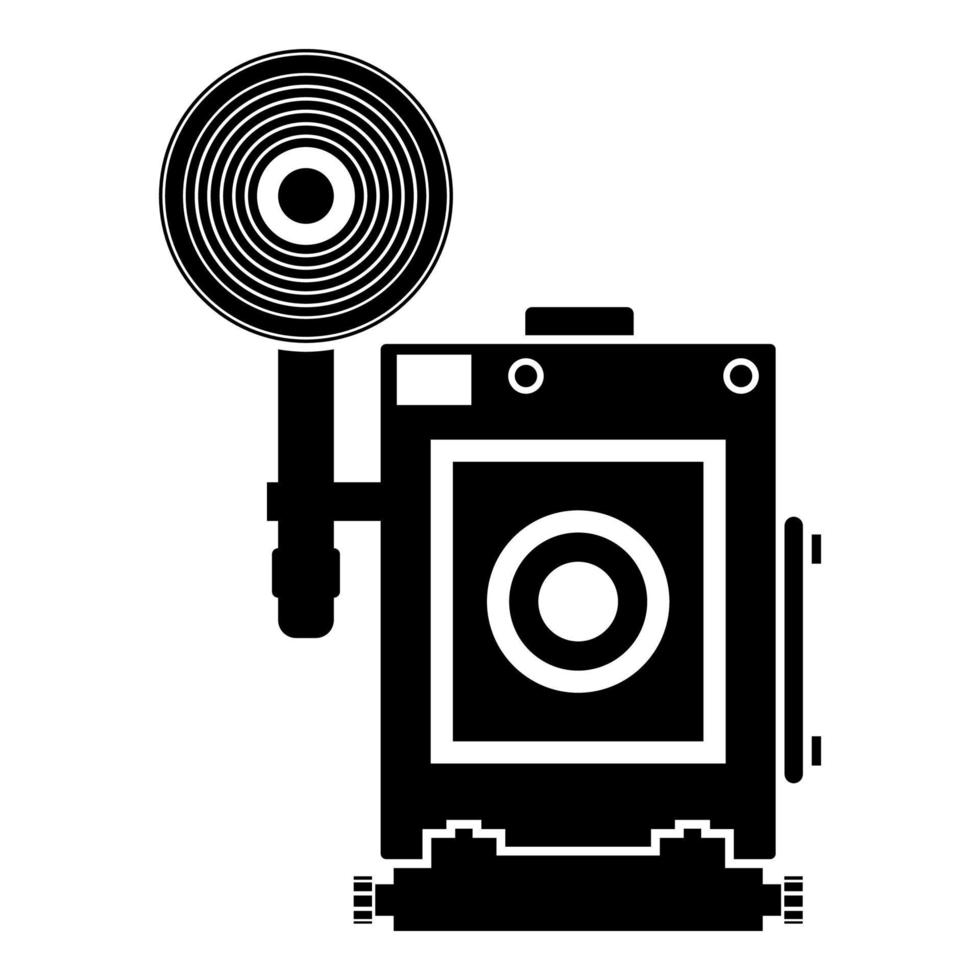 câmera retro câmera fotográfica vintage ícone de vista de rosto ilustração vetorial de cor preta imagem de estilo plano vetor