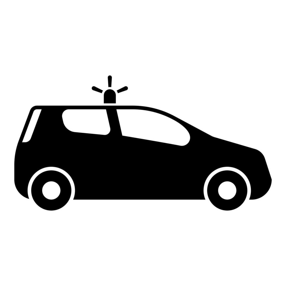 carro de segurança carro de polícia carro com ícone de sirene ilustração vetorial de cor preta imagem de estilo plano vetor
