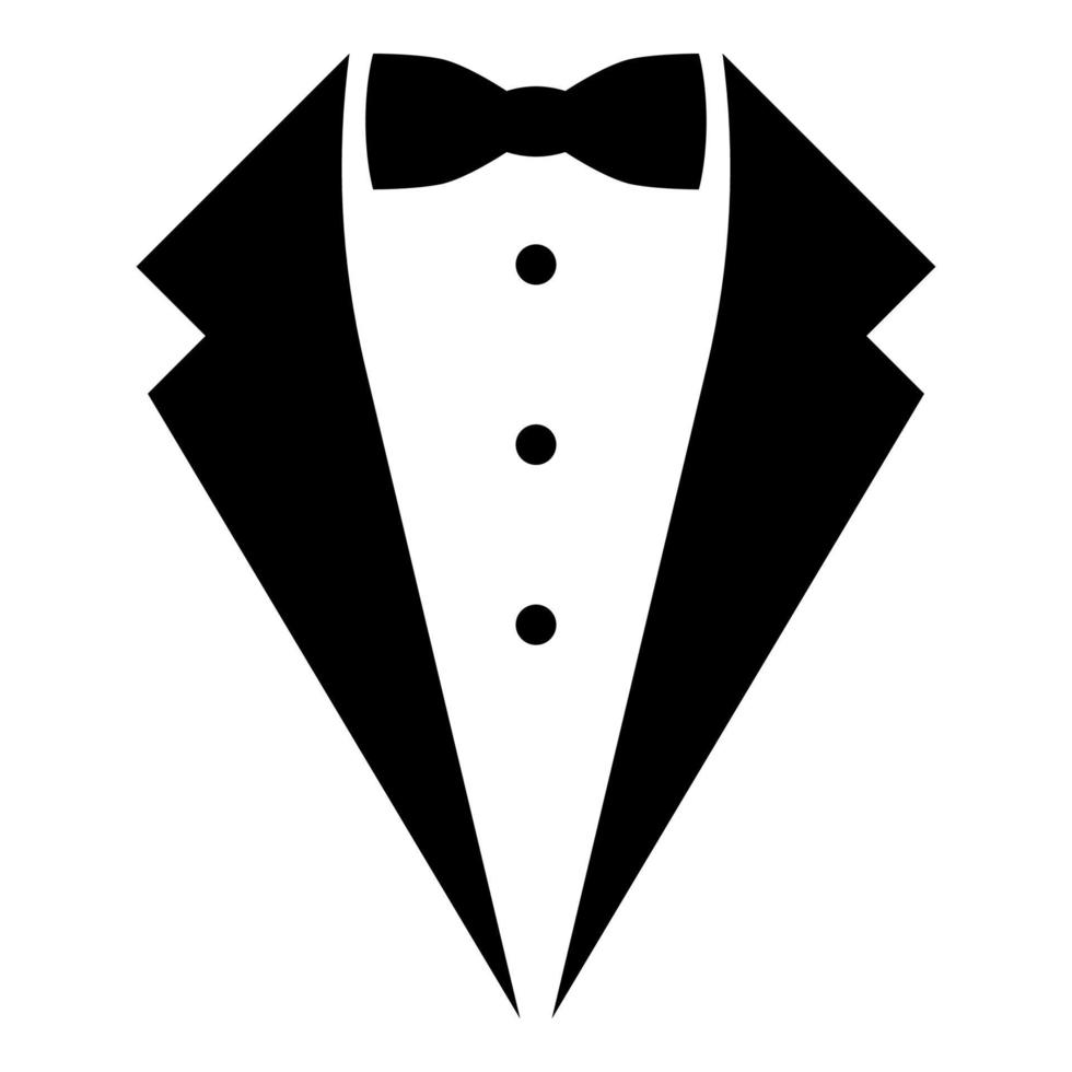 símbolo serviço jaqueta de jantar arco smoking conceito sinal de smoking mordomo cavalheiro idéia garçom terno ícone cor preta ilustração vetorial imagem de estilo plano vetor